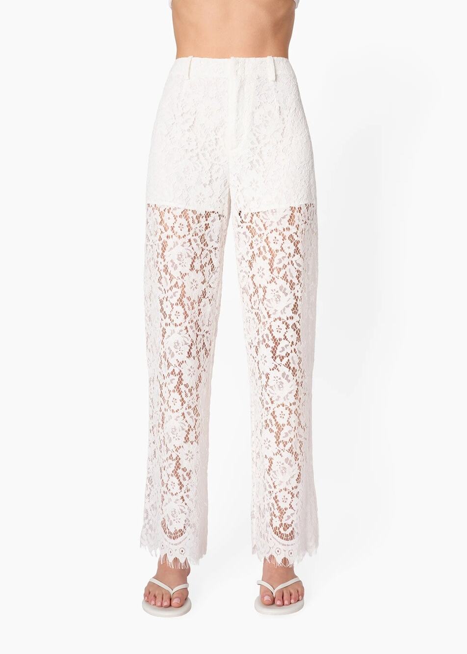 CAMI NYC Minerva White Lace Pants Sz Medium Pull On Elastic Waist